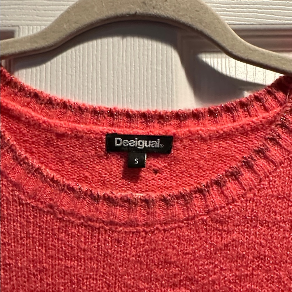 Desigual Pink Heart Print Cozy Sweater S - Picture 2 of 7